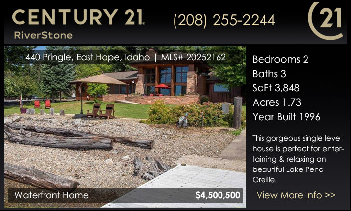 This gorgeous single level house is perfect for entertaining & relaxing on beautiful Lake Pend Oreille