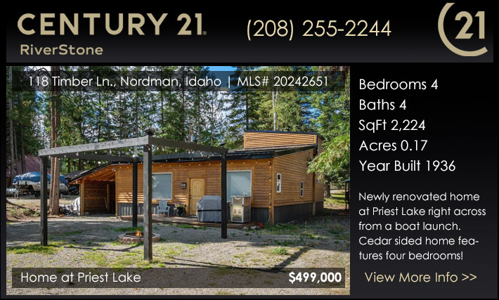 newly renovated home at Priest Lake right across from a boat launch