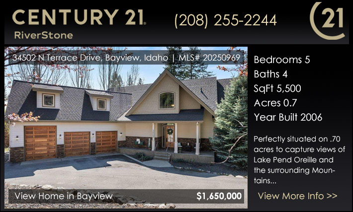 Perfectly situated on .70 acres to capture views of Lake Pend Oreille