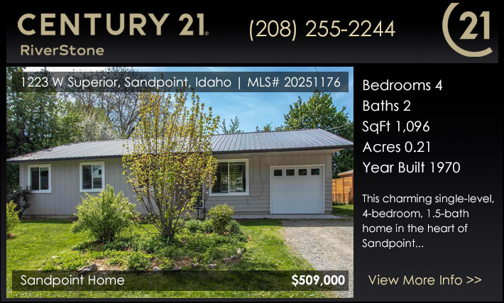 This charming single-level, 4-bedroom, 1.5-bath home in the heart of Sandpoint