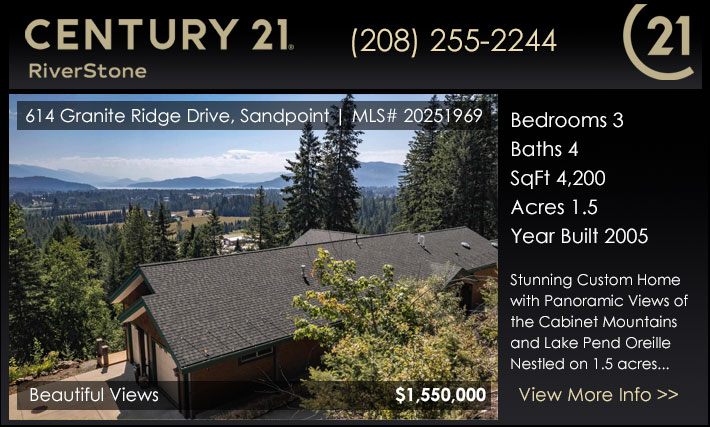 Stunning Custom Home with Panoramic Views of the Cabinet Mountains and Lake Pend Oreille